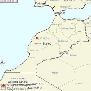 Figure 1. Localisation du foyer de fièvre aphteuse notifié au Maroc le 2 novembre 2015