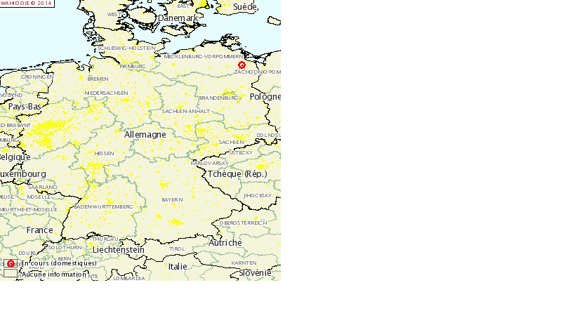 Figre 1. Localisation du   foyer d’IAHP identifié le 05/11/2014 en Allemagne (source : OIE)