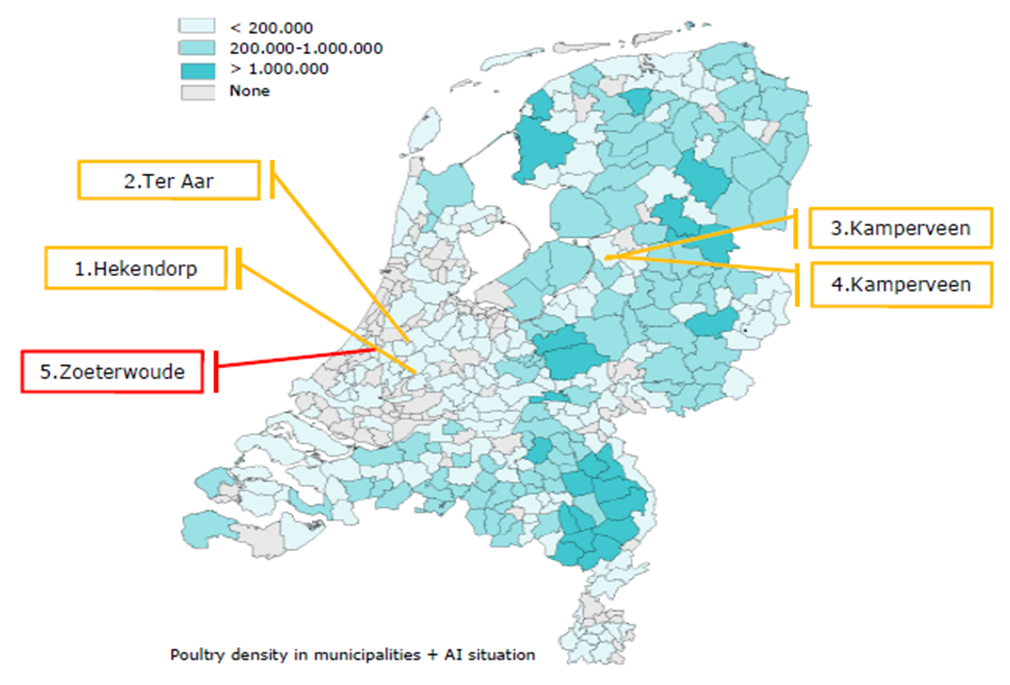 Figure 3 : Localisation des foyers aux Pays-Bas