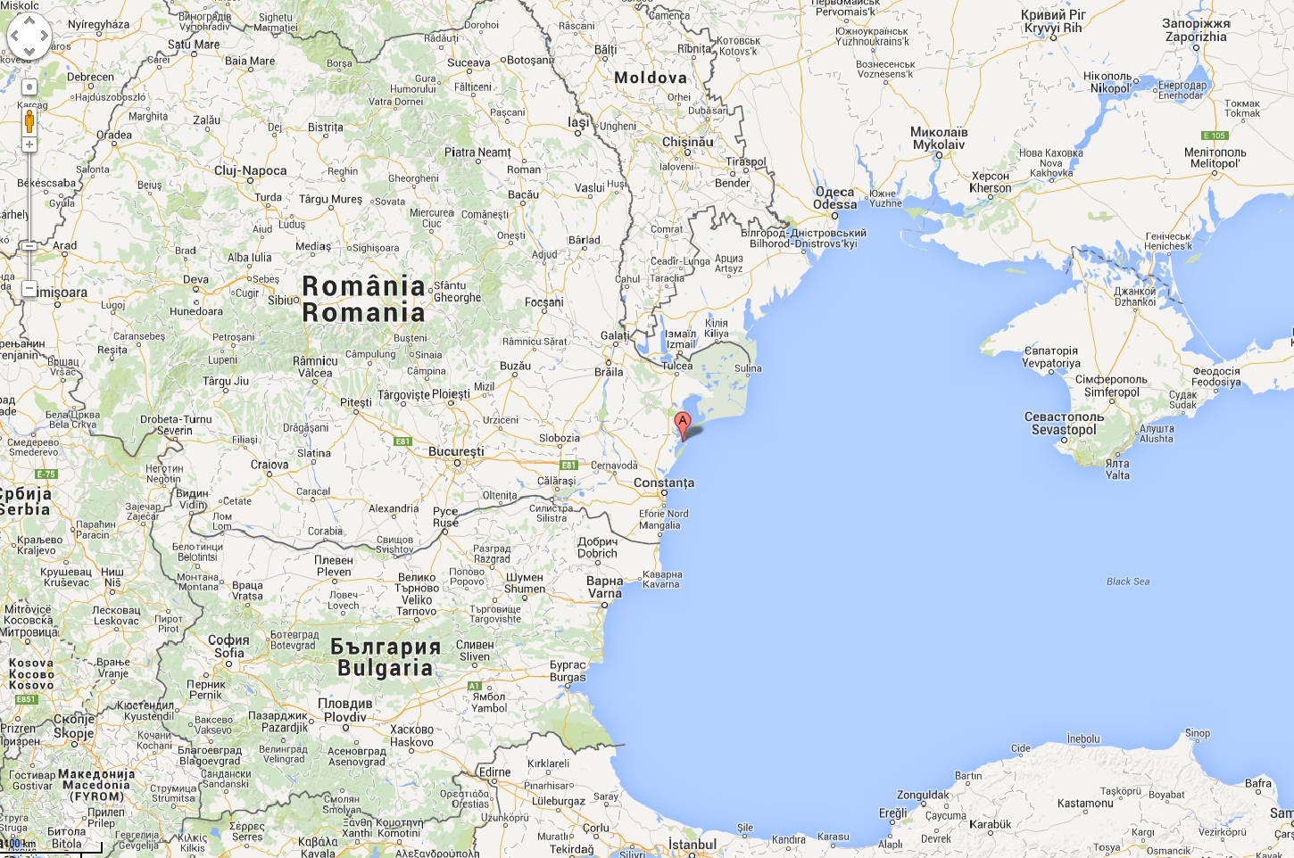 Figure 1 : localisation du lac Sinoe, Roumanie (Google maps)