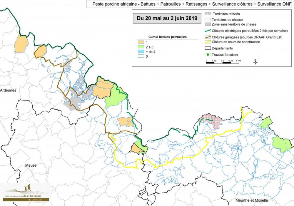 Synthèse de la présence terrain professionnelle par zone (données traitées par la FRC Grand-Est et la FNC)