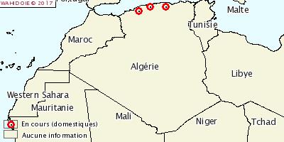 Figure 1 Foyers de fièvre aphteuse algérien en 2017