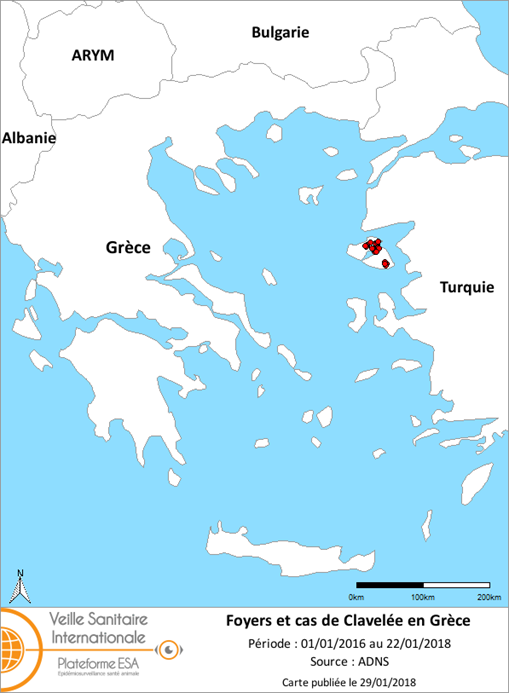 Figure 2: Foyers de clavelée confirmés en Grèce 