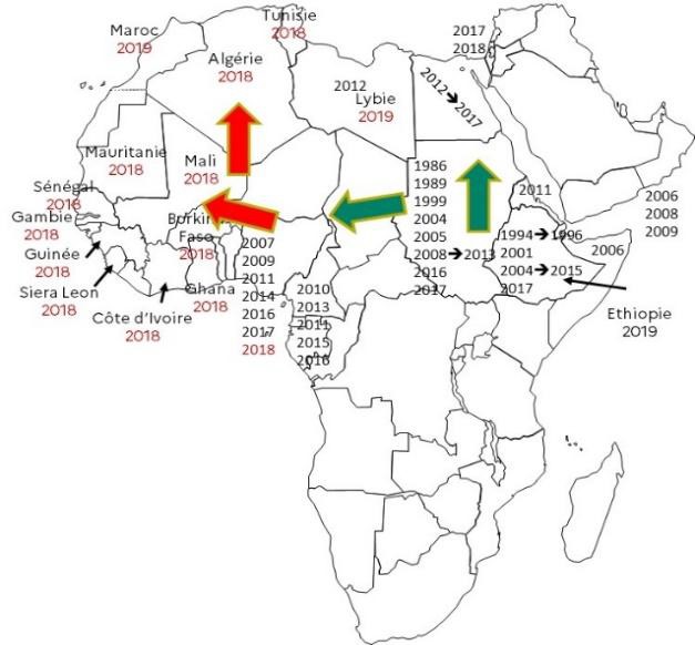 Circulation du virus de fièvre aphteuse de topotype O/EA-3 en Afrique entre 1986 et 2019